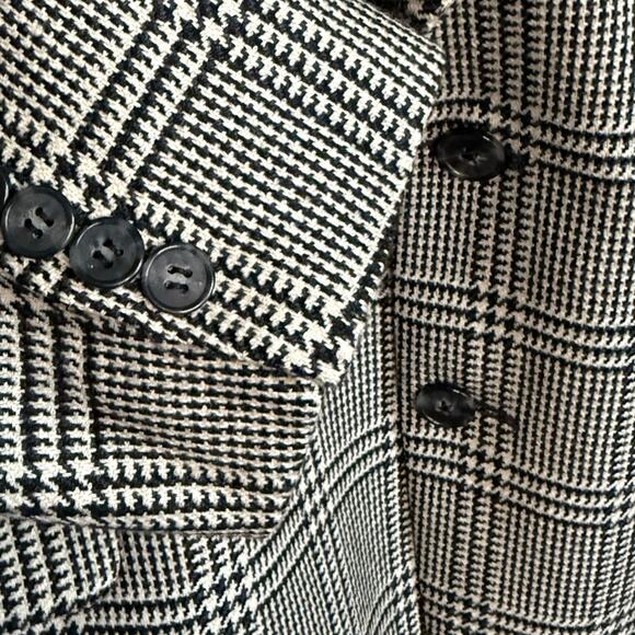 Joseph Abboud Mens Sport Coat Blazer Two Button Houndstooth Black Wool Blend 46R - Picture 8 of 8